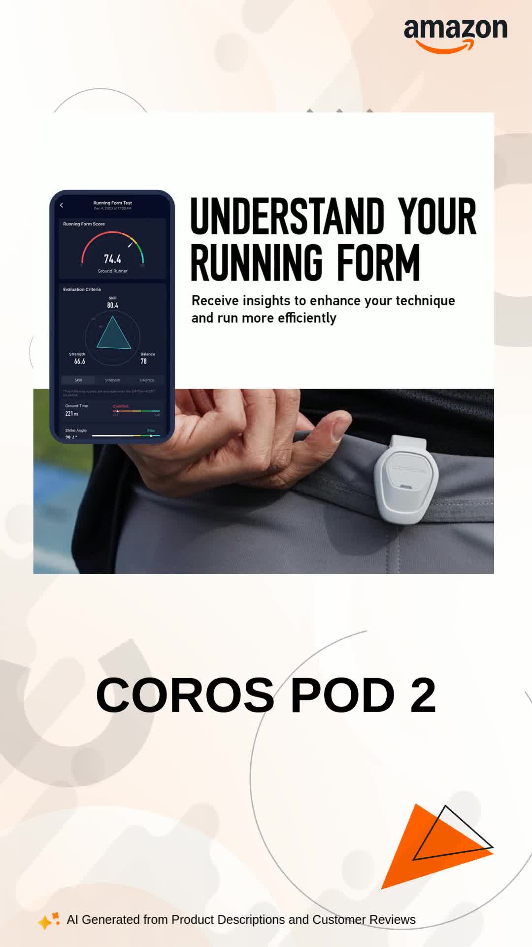 COROS POD 2, Watch Sensor Accessory, Accurate Indoor and Treadmill